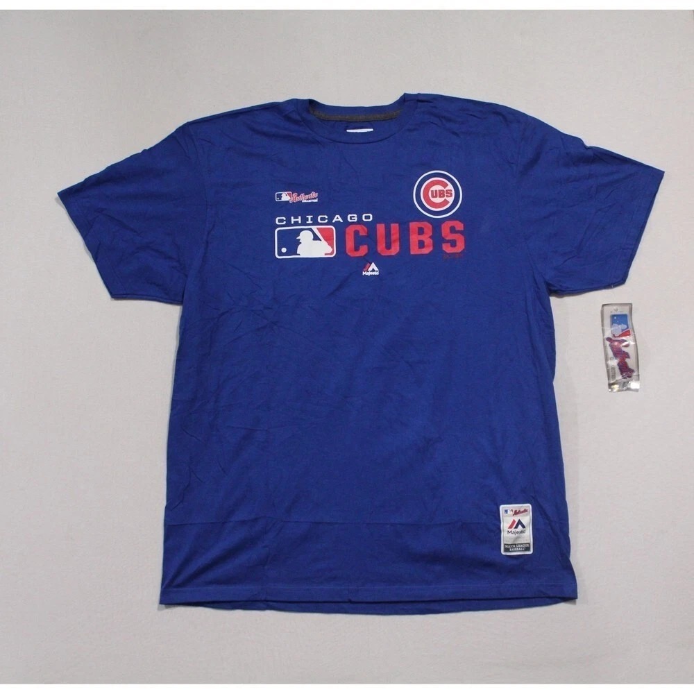 Majestic Men Blue Shirt Chicago Cubs Triple Peak Authentic Short Sleeve Size XXL